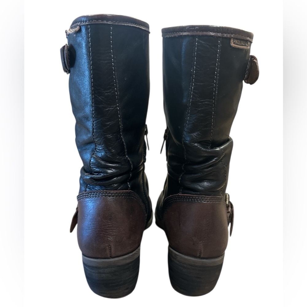 Pikolinos Le Mans Slouchy Moto Boot Leather Black Brown Womens Size EU 41 US 10 - Picture 6 of 13